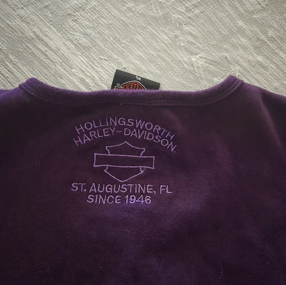 Harley-Davidson Womens XL St Augustine FL. dark purple Snap Front Top - Picture 4 of 4